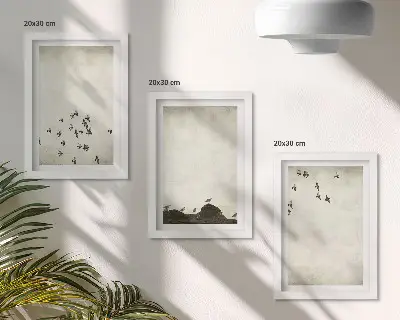 Sada obrazů na zeď ptáci za letu v minimalistickém stylu