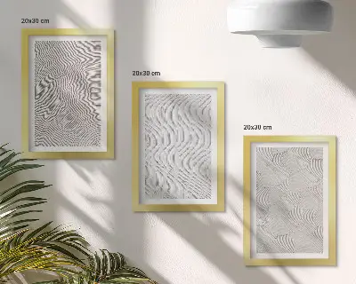 Sada tří obrazů vzory v písku s lineárními geometrickými strukturami