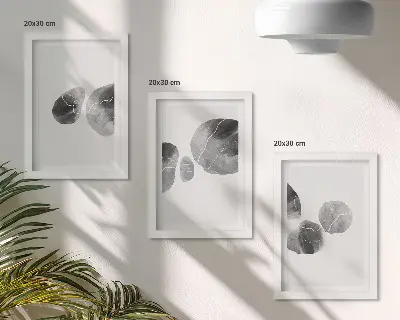 Sada tří obrazů abstraktní minimalistická malba se skvrnami od barev