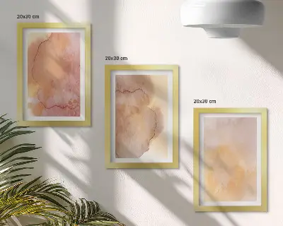 Vícedílný obraz v rámu teplé akvarely na plátně s barevnými texturami