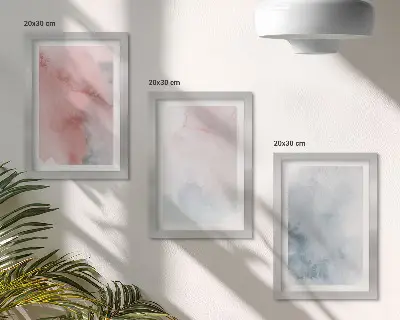 Sada obrazů na zeď pastelové akvarely na plátně s barevnými texturami
