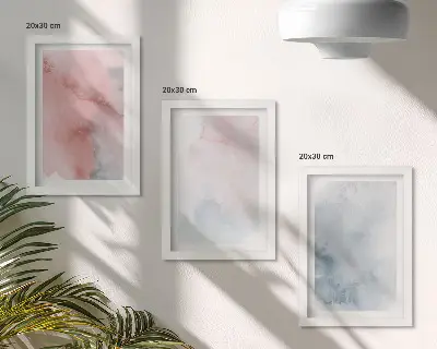 Sada obrazů na zeď pastelové akvarely na plátně s barevnými texturami