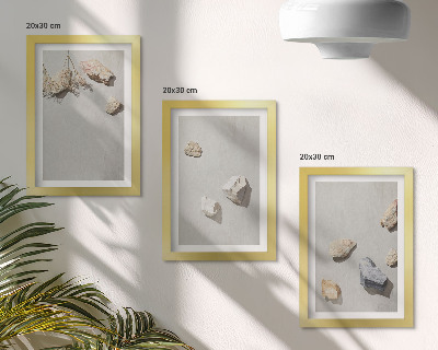 Vícedílný obraz v rámu Minimalistické dekorace s plážovými kameny v boho stylu