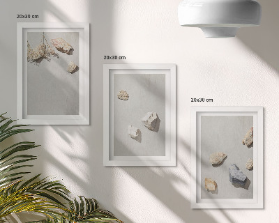 Vícedílný obraz v rámu Minimalistické dekorace s plážovými kameny v boho stylu