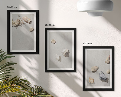 Vícedílný obraz v rámu Minimalistické dekorace s plážovými kameny v boho stylu