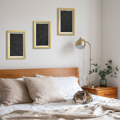 Sada tří obrazů Elegantní textury tmavého mramoru v okouzlujícím stylu