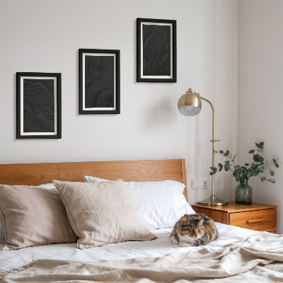 Sada tří obrazů Elegantní textury tmavého mramoru v okouzlujícím stylu