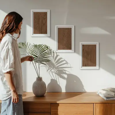 Sada obrazů na zeď minimalistický dřevěný vzor s texturou stromové kůry