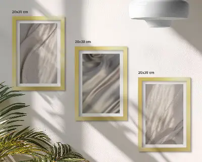 Sada tří obrazů s detailním záběrem na struktury přírodních látek v boho stylu