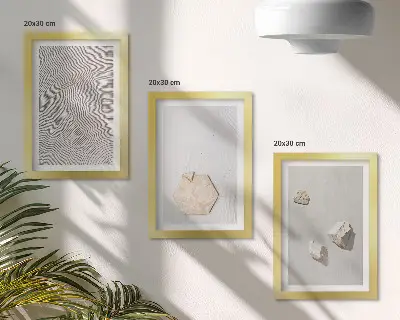 Sada tří obrazů lehké textury na písku v jemném boho stylu