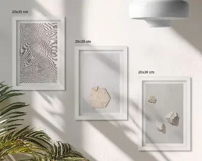 Sada tří obrazů lehké textury na písku v jemném boho stylu
