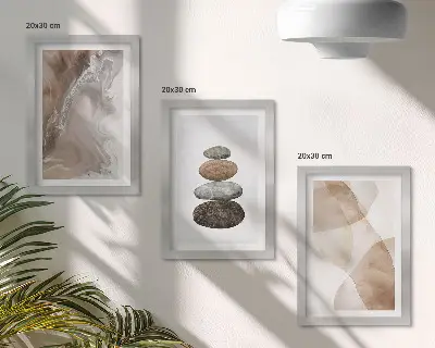 Sada obrazů na zeď abstraktní tvary s malovanou strukturou v pastelových barvách