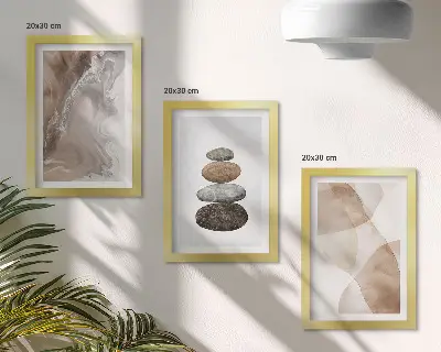 Sada obrazů na zeď abstraktní tvary s malovanou strukturou v pastelových barvách