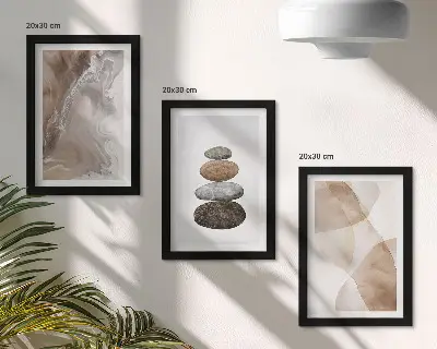 Sada obrazů na zeď abstraktní tvary s malovanou strukturou v pastelových barvách