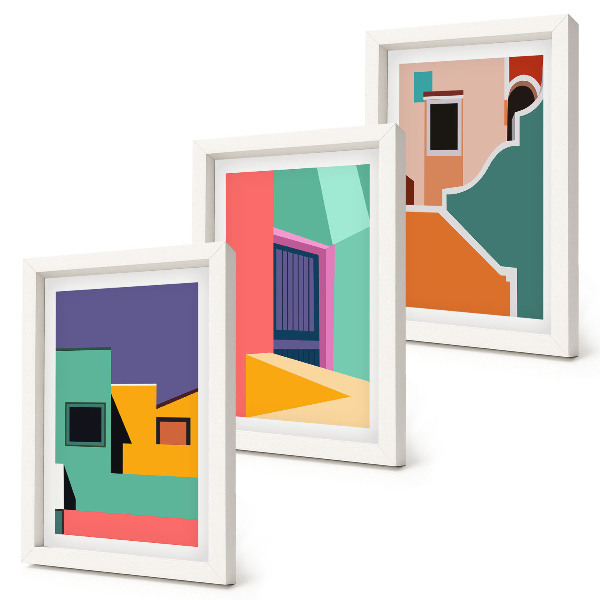 Vícedílný obraz v rámu Barevné ilustrace města v moderním stylu
