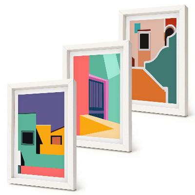 Vícedílný obraz v rámu Barevné ilustrace města v moderním stylu