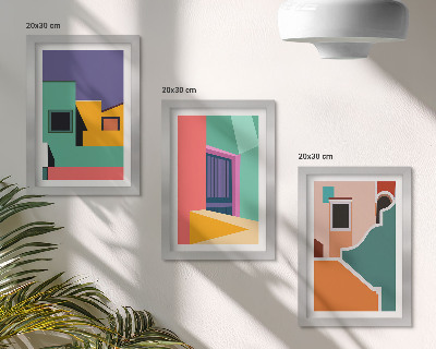 Vícedílný obraz v rámu Barevné ilustrace města v moderním stylu