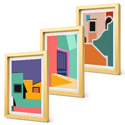 Vícedílný obraz v rámu Barevné ilustrace města v moderním stylu