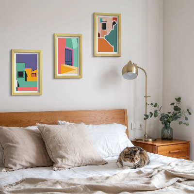 Vícedílný obraz v rámu Barevné ilustrace města v moderním stylu