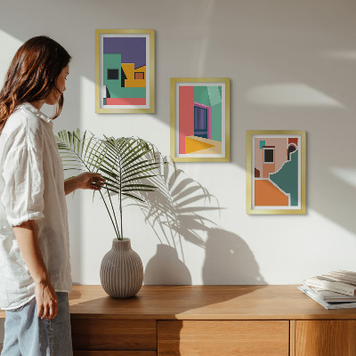 Vícedílný obraz v rámu Barevné ilustrace města v moderním stylu