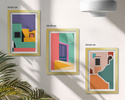 Vícedílný obraz v rámu Barevné ilustrace města v moderním stylu