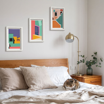 Vícedílný obraz v rámu Barevné ilustrace města v moderním stylu