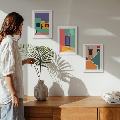Vícedílný obraz v rámu Barevné ilustrace města v moderním stylu