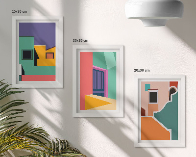 Vícedílný obraz v rámu Barevné ilustrace města v moderním stylu