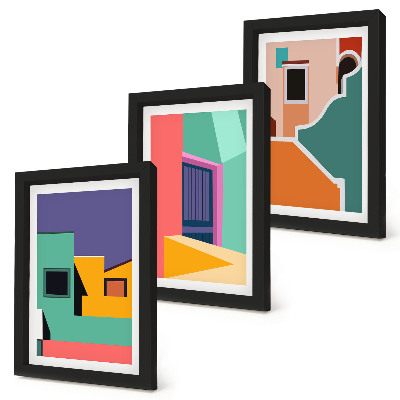 Vícedílný obraz v rámu Barevné ilustrace města v moderním stylu