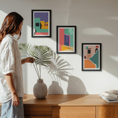 Vícedílný obraz v rámu Barevné ilustrace města v moderním stylu