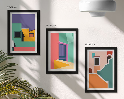 Vícedílný obraz v rámu Barevné ilustrace města v moderním stylu