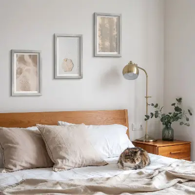 Sada obrazů na zeď jemné textury v přirozeném boho stylu