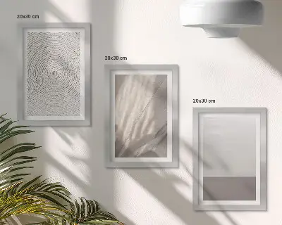 Sada tří obrazů jemné přírodní textury v boho stylu