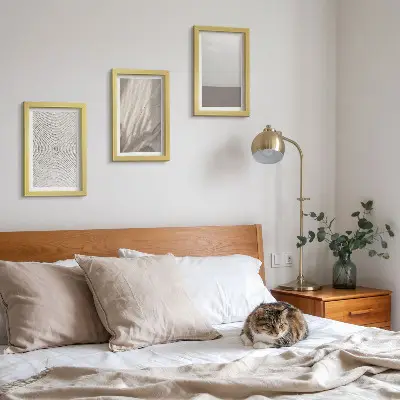 Sada tří obrazů jemné přírodní textury v boho stylu