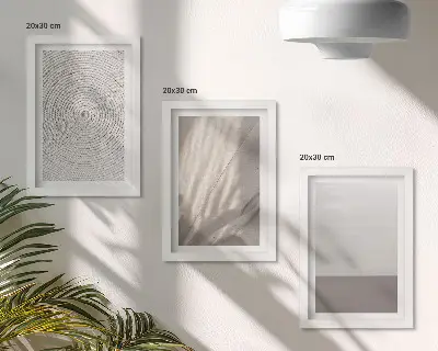 Sada tří obrazů jemné přírodní textury v boho stylu