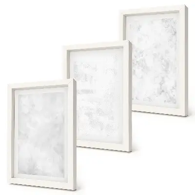 Sada tří obrazů minimalistické pozadí s bílými skvrnami na plátně