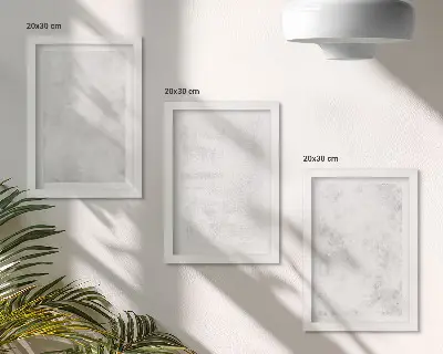 Sada tří obrazů minimalistické pozadí s bílými skvrnami na plátně