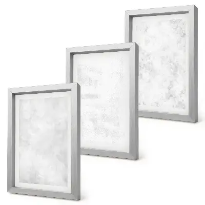 Sada tří obrazů minimalistické pozadí s bílými skvrnami na plátně