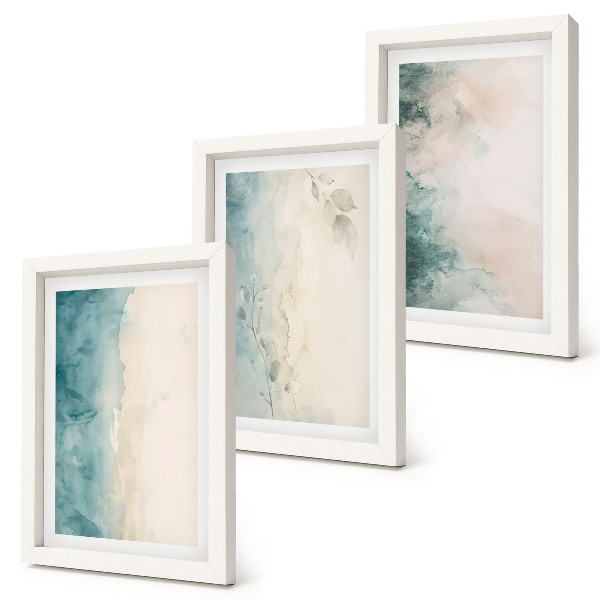 Sada tří obrazů Akvarely na plátně, minimalistický styl