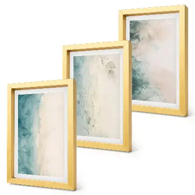 Sada tří obrazů akvarely na plátně v minimalistickém stylu