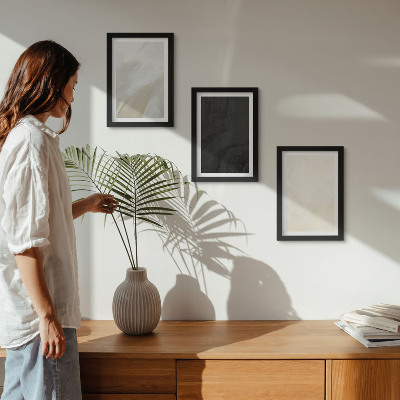 Sada tří obrazů Struktury v různých odstínech minimalismu