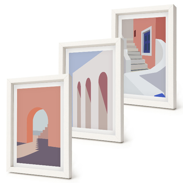 Vícedílný obraz v rámu Ilustrace městské architektury v minimalistickém stylu