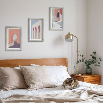 Vícedílný obraz v rámu Ilustrace městské architektury v minimalistickém stylu