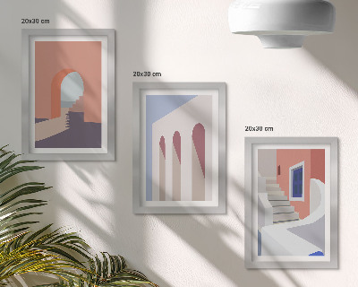 Vícedílný obraz v rámu Ilustrace městské architektury v minimalistickém stylu