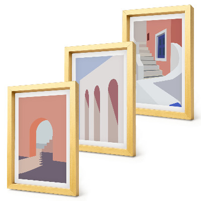 Vícedílný obraz v rámu Ilustrace městské architektury v minimalistickém stylu