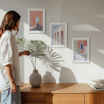 Vícedílný obraz v rámu Ilustrace městské architektury v minimalistickém stylu