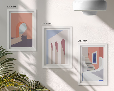 Vícedílný obraz v rámu Ilustrace městské architektury v minimalistickém stylu