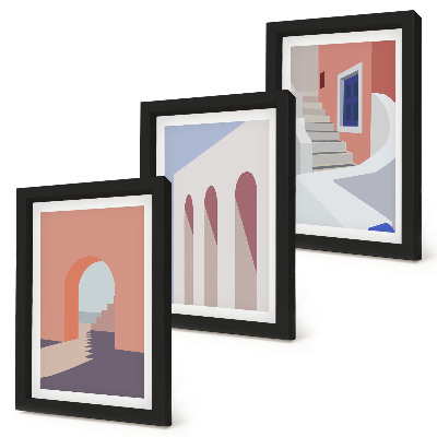 Vícedílný obraz v rámu Ilustrace městské architektury v minimalistickém stylu