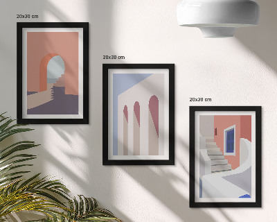 Vícedílný obraz v rámu Ilustrace městské architektury v minimalistickém stylu