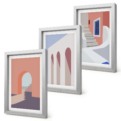 Vícedílný obraz v rámu Ilustrace městské architektury v minimalistickém stylu